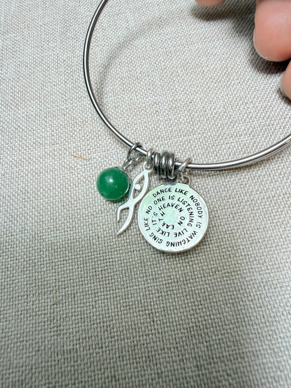 Expandable Silver Tone Bangle Charm Bracelet Set With Dance Theme - Picture 6 of 8